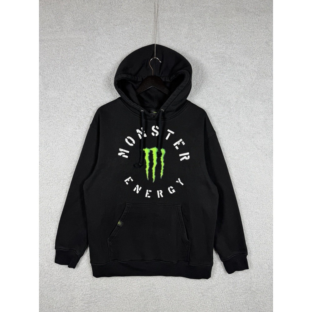 Monster Energy Hoodie Black Pocket Y2K Grunge Skater 2000s  Mens Size L
